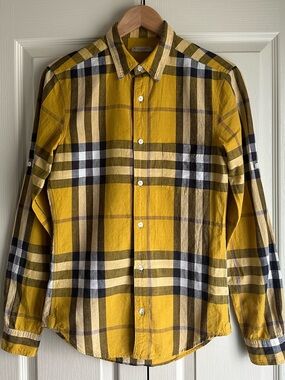 Authentic Burberry Brit Check Cotton Linen Long Sleeve Shirt
